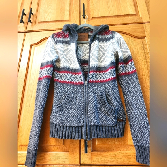 Womens Grey Roots Cotton Wool Blend Hoodie Sweater Jacket Size SM - Picture 1 of 9